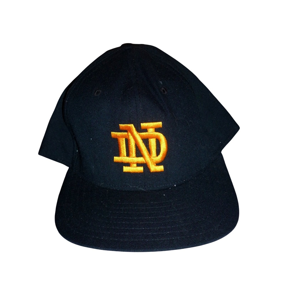 Vintage New Era Notre Dame Fighting Irish Snapback Hat Navy Gold Made in USA
